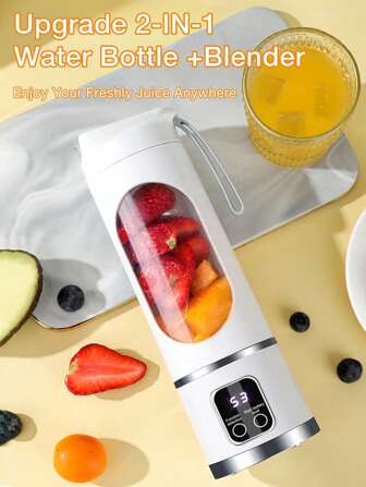 RAF 1pc 450ml Wireless Portable Blender Electric Juicer Machine, USB Rechargeable Mini Fruit Juicer Mixer With 10 Blades And Dual Cup, Multi-Functional Juice Cup Blender For Kitchen Food Processor At Home Or Outdoors, Perfect For Vegetables,
