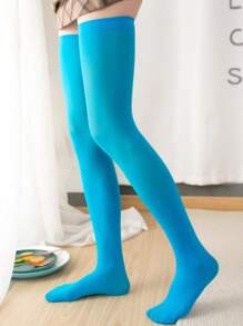 1/4/9/10/15 Pairs Women Solid Color Thigh High Socks, Candy Colors, Over-The-Knee Long Stockings, Suitable For Spring/Summer, Christmas, Cozy