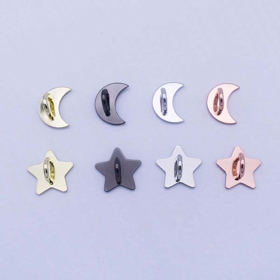 5 piezas Accesorios decorativos de metal DIY para funda de teléfono, base adhesiva con forma de estrella y luna, colgadores universales - Multicolor - Ver 1