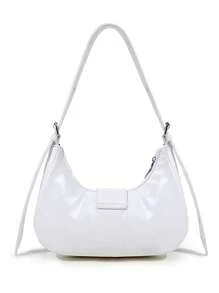 Damska torba na ramię w stylu koreańskim, biała, ze skóry PU, punkrockowo-gotycka metalowa klamra, odpowiednia dla studentów, dojazdów do pracy, prezentów na Halloween