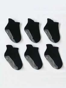 1/3/6 Pairs Plain Color Anti-Slip Infant & Toddler Floor Socks - Boys & Girls, Soft Dotted Grip Socks For Playmat, Trampoline, Indoor Crawling/Walking, Suitable For Daily Wear - Multicolor - View 9