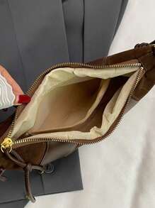 Premium Horn Design Small Crossbody Bag, Velvet Texture Fashionable Shoulder Underarm Stylish Dumpling Shaped Bag