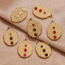 1pc Stainless Steel Red Red Green Oval Flower Pattern Pendant DIY Necklace Earrings Jewelry Accessories Making - Pendant - View 5