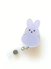1pc Easter Bunny Bunny Acrylic Badge Scroll, Retractable PMMA Nurse ID Holder With Alligator Clip, Colored Bunny Brooch, Name Badge Holder Holder, Cute Holiday Badge Roll For Nurses And Office Use, Easter Party Accessory