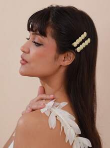 2 Pcs Metal Mini Circle Patchwork Straight Clip, Elegant & Cute Decorative Hair Clip, Bohemia Style Zinc Alloy