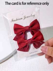2pcs Kids' Butterfly Hair Clips For Baby Girls, Princess Side Hairpins Hair Accessories, Red