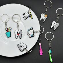 9 peças chaveiro fofo de desenho animado dentista série de dentes, decorações de pingente de bolsa da moda, pequenos presentes criativos