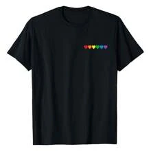 Heart Pocket LGBT Flag Cute Gay Pride Rainbow GLBT Month T-Shirt Women's Plus Size Graphic Tee - màu đen - Xem 1