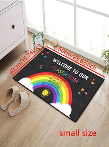 1 pezzo Zerbino di benvenuto in classe con motivo arcobaleno di incoraggiamento, zerbino in fibra di poliestere lavabile in lavatrice, adatto per ingresso, soggiorno, cucina, camera da letto, decorazione interna ed esterna, per tutte le stagioni - nero - Visualizzare 10