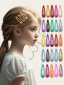 5/10/20pcs Glitter Drop Oil Hair Clips For Teen, Sparkling Side Drop Hairpins, Fashion Teen Hair Accessories With Candy Colors & Shallot Powder Shade - Multicolor - View 3
