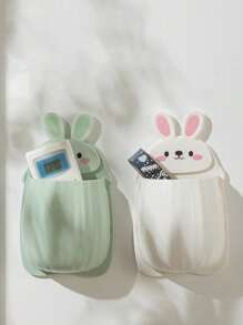 1/2/4pcs Rabbit Cartoon Storage Box Suitable For Easter Children's Bath Products Storage Rack No-Drill Children's Toothbrush And Toothpaste Home Storage