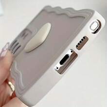 1pc Candy Color Big Wave Heart Shaped Phone Case Compatible With IPhone 16 And Galaxy S24 Ultra - White - View 2