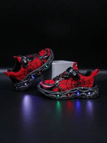 Fashion LED Luminous Spiderweb Breathable Sport Shoes, Suitable For Boys And Girls - Casual, Shock Absorbing, Anti-Slip Outdoor Running And Walking Shoes For All Seasons