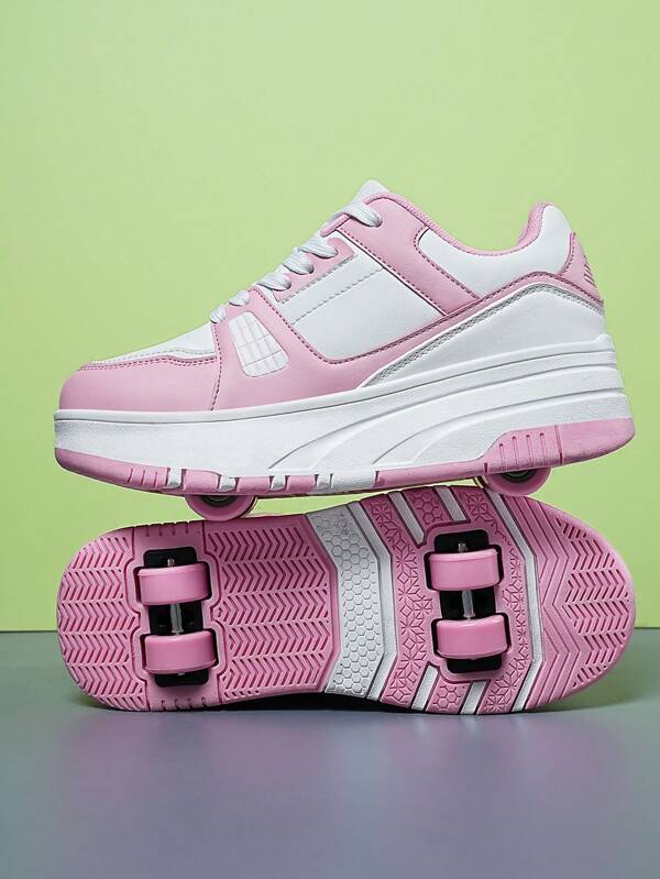 Roller Skate Shoes For Boys And Girls, With Detachable Wheels Sports Sneakers, 2 In 1 Convertible Roller Skate Shoes