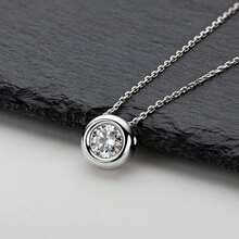 Moissanite Necklaces For Women, 1-3 CT Solitaire Pendant 925 Mother's Day Wedding Gifts For Her2025 - 圓形光環-1CT - 查看 3