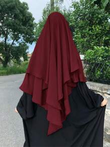 1 件时尚经典双层围巾头巾，适合女性日常穿着 Abaya - 彩色 - 查看 12