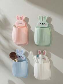1/2/4pcs Rabbit Cartoon Storage Box Suitable For Easter Children's Bath Products Storage Rack No-Drill Children's Toothbrush And Toothpaste Home Storage