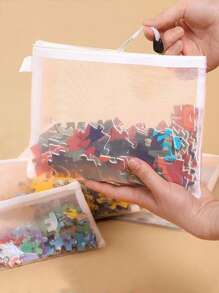 12 piezas 5 piezas/1 pieza Bolsas de almacenamiento de juguetes, clasificación de rompecabezas, pequeñas piezas de bloques de construcción, carpeta de archivos, estuche para artículos de oficina, organizador de accesorios de viaje portátil, organizador de facturas/recibos mensuales, carpeta de archivos A4, esencial para la escuela, el hogar, la oficina, el aula.