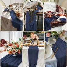 10 chiếc khăn trải bàn bằng vải voan, khăn trải bàn voan mỏng phong cách Bohemian, cờ bàn lưới trong suốt, đồ trang trí bàn ăn ngày lễ, thích hợp cho đám cưới, tiệc mừng em bé chào đời, tiệc sinh nhật, bàn bánh - Màu xanh navy 10pc - Xem 8