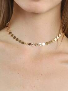 1 件简约不锈钢圆盘吊坠项链，适合女性日常佩戴 - 金黃色 - 查看 9