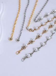 Faux Pearl Waist Chain, Versatile Decor For Skirts, Dresses, Metal Chain Waist Belt With Rhinestones - Multicolor - View 8