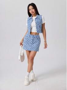 Nuevo chaleco vaquero holgado y casual con estilo retro 2025, conjunto vaquero coordinado para mujer, traje sexy para mujer, ropa, atuendos de festival y fiesta, atuendos de vacaciones de verano