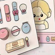 1pc Creatieve Cartoon DIY Aankleedsticker Stil Boek (Inclusief Gereedschapsset) - Papierkunst Thema Set (Moet Je Zelf Maken, Voel De Plezier Van Het Maken), Stressverlichtende Knijp Speelgoedboek - Gemaakt Van Papiermateriaal