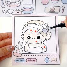 1pc Creatieve Cartoon DIY Aankleedsticker Stil Boek (Inclusief Gereedschapsset) - Papierkunst Thema Set (Moet Je Zelf Maken, Voel De Plezier Van Het Maken), Stressverlichtende Knijp Speelgoedboek - Gemaakt Van Papiermateriaal