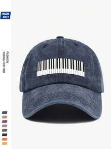 Charming Music Baseball Cap With Piano Print, Casual Trucker Hat Unisex Hip Hop Music Party Sun Hat For Men And Women. Comfortable Breathable Vintage Curved Brim. Adjustable Size, Suitable For Daily Casual, Outdoor, Beach, Hunting, Fishing, Music Festival, Easter, Father's Day, Mother's Day And Ideal Gift For Friends. All Season Accessory.