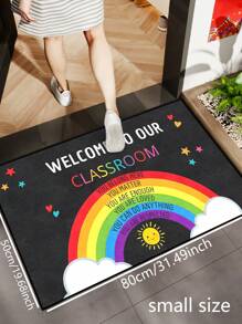 1 pezzo Zerbino di benvenuto in classe con motivo arcobaleno di incoraggiamento, zerbino in fibra di poliestere lavabile in lavatrice, adatto per ingresso, soggiorno, cucina, camera da letto, decorazione interna ed esterna, per tutte le stagioni - nero - Visualizzare 13