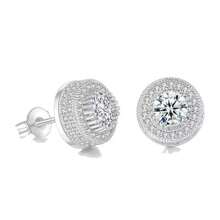 A Pair Of Female Austrian Round Crystal Earrings, Zirconia Hip-Hop Wedding Earrings, Women's Earrings