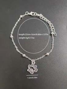 1pc Adjustable Anklet With Paw Print Charm Bohemian Style Jewelry - one-size - View 5