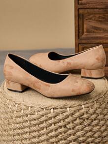 Women's Square Toe Low-Cut Slip-On Pumps, Outdoor/Travel/Casual Versatile Camel Color Fashion Chic Loafers