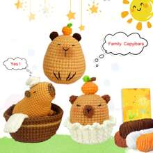 DIY Capybara Crochet Kit For Beginners, Amigurumi Stuffed Animals - Gift Animal Crochet Starter Kit All-In-One Complete Crochet Kit Learn To Crochet Sets With Instructions And Step By Step - Multicolor - View 1