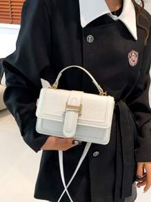 Women's New Stone Texture Fashion Crossbody Bag Retro Hand-Held Small Square Bag, Spring/Summer - White - View 3