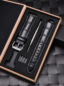 Geprägter Lederarmband 18mm 20mm 22mm universell mit Geschenkbox Verpackung, Geschäfts-Ersatzuhrarmbänder