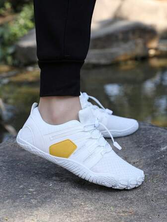 New Plus Size Fabric Men's Wide Toe Barefoot Climbing Shoes, Breathable Anti-Slip Hiking Shoes, Lightweight