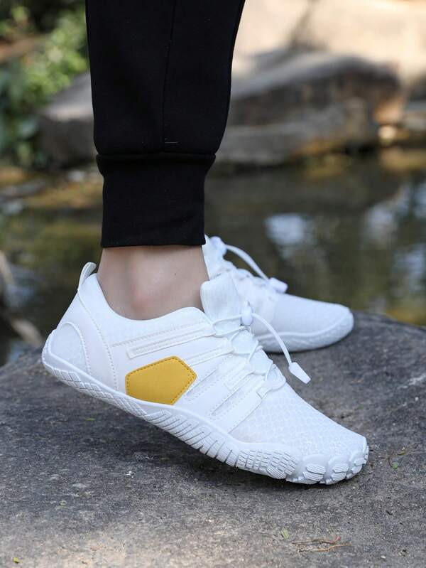 New Plus Size Fabric Men's Wide Toe Barefoot Climbing Shoes, Breathable Anti-Slip Hiking Shoes, Lightweight