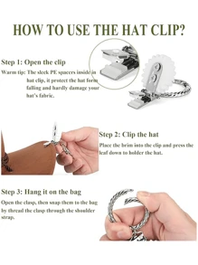 Clip de chapeau - Clip de chapeau mains libres pour sacs de voyage - Clip de chapeau en silicone qui se fixe aux portefeuilles, aux bagages - Empêche le chapeau de tomber, révélation de sexe, parfait pour les anniversaires, les mariages, les fêtes, le cadeau parfait pour les collègues, les amis et la famille, rentrée scolaire