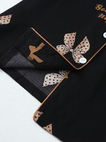 Conjunto de pijama de mujer de burbujas de crepe con estampado de mariposas y mangas cortas