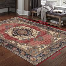 Vintage Floral Pattern Crystal Velvet Doorway Mat, 700G/SQM, 5MM Thickness, Suitable For Bedroom, Living Room, Kitchen, Study, Bathroom