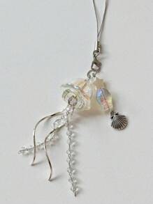 1 pieza Colgante de llavero con forma curva de metal de animal marino transparente de medusa soñadora, adecuado para funda de auriculares, bolso, teléfono, llaves (cantidad aleatoria de cuentas). Accesorios de coche, encantos de bolso, accesorios escolares, góticos, Y2K, accesorios de Halloween, ideas de regalo del Día del Maestro, Navidad, portaidentificaciones de cordones de bolso - Multicolor - Ver 1