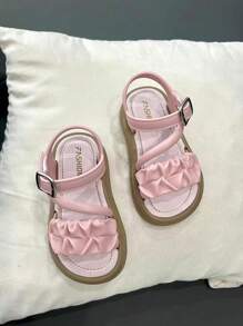 1 双女孩镂空设计可爱淑女风格 PVC 粉色凉鞋，适合夏季度假 - 粉色 - 查看 4