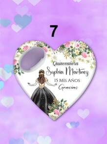 1pc/Bulk Customized 15th Birthday Party Favor, Princess Rose Heart-Shaped Bottle Opener, Sweet 15th Birthday Fridge Magnet, 15th Birthday Party Guest Gift Souvenir, Suitable For 15 Year Old Girls - Multicolor - View 37