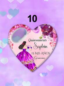 1pc/Bulk Customized 15th Birthday Party Favor, Princess Rose Heart-Shaped Bottle Opener, Sweet 15th Birthday Fridge Magnet, 15th Birthday Party Guest Gift Souvenir, Suitable For 15 Year Old Girls - Multicolor - View 48