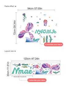 [Aangepaste kinderkamerdecoratie] Gepersonaliseerde muursticker met cartoon zeedieren + aangepaste babynaam als herdenkingssticker, geschikt voor kinderkamer, verjaardag, babyshower, kleuterschooldecoratie (verwijderbare sticker)