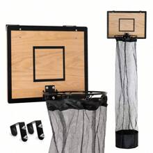 Wooden Basketball Hamper – Basketball Hoop Laundry Basket Over The Door – Basketball Room Decor - Black - View 1