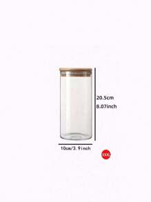 家用玻璃储物罐带竹木盖，直筒玻璃罐，用于谷物、干粮、茶叶，密封、防潮 - 彩色 - 查看 14