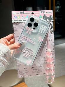 蝴蝶结字母拼布防摔手机壳，配 1 条手机挂绳，适用于 17/16 Pro Max、15、14/13、12、11 Pro Max、XS Max、X、XR、8、7、Plus、Mini，可用作生日礼物、女朋友、男朋友或自用