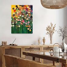 1pc Bloemen geïnspireerde canvas schilderij print, Klimt stijl wanddecoratie, perfecte lente huisdecoratie en vakantie cadeau